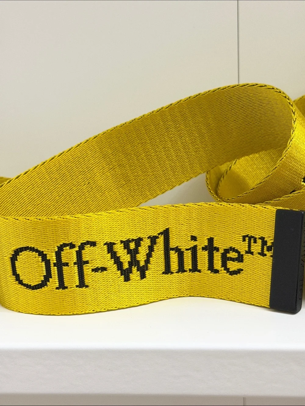 Off-White Yellow Webbing Belt with Black Buckle